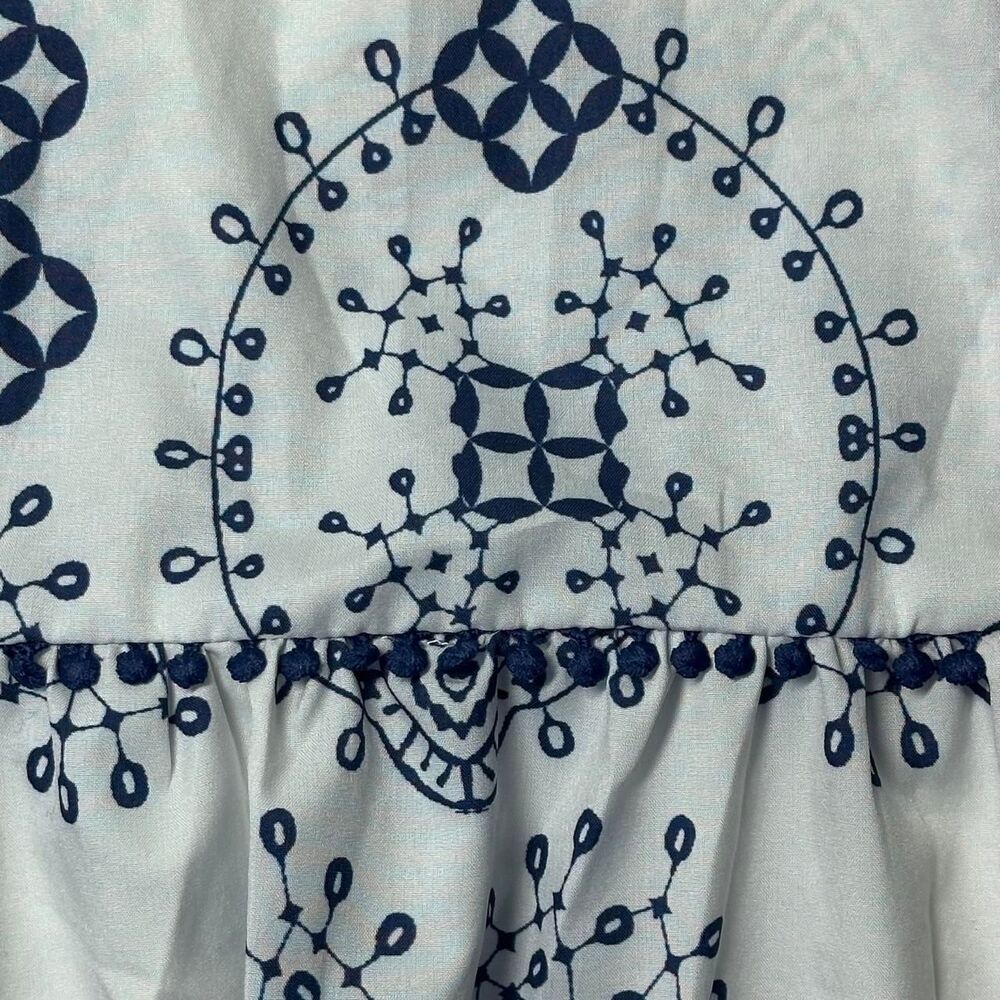 Boho Blue & White Flutter Sleeve Tiered Maxi Sundress Size M - Picture 4 of 6